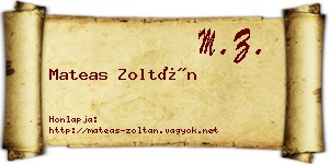 Mateas Zoltán névjegykártya